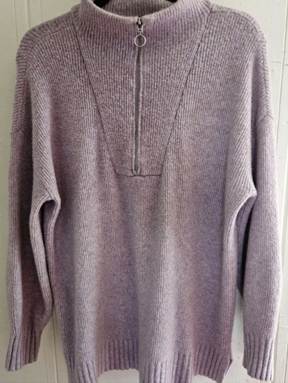 Lou & Grey Lavender Half-Zip Ribbed Sweater